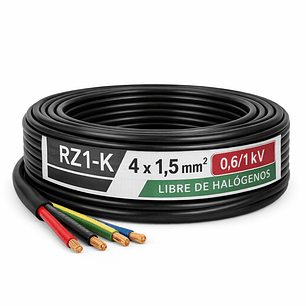 Cable RZ1-K 4x1,5 mm² 1kV Libre Halógeno Negro