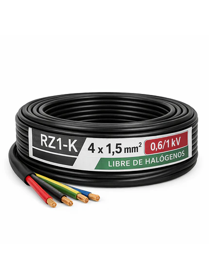 Cable RZ1-K 4x1,5 mm² 1kV Libre Halógeno Negro 1