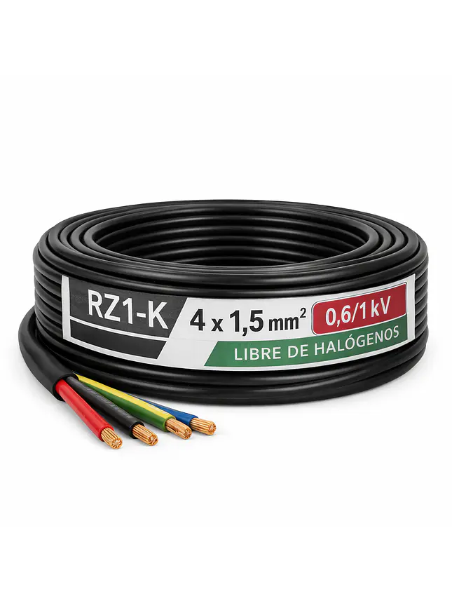 Cable RZ1-K 4x1,5 mm² 1kV Libre Halógeno Negro 1