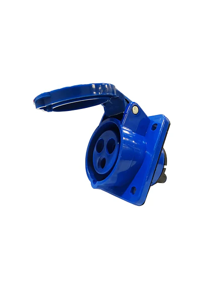 Enchufe Industrial Hembra Embutir 16A 2P+T 220V IP44 6H 1