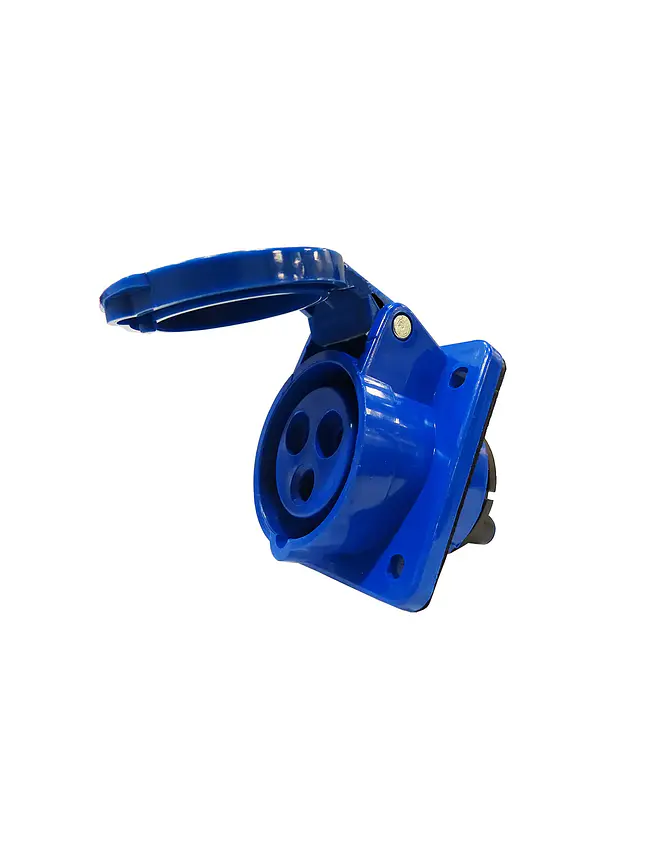 Enchufe Industrial Hembra Embutir 16A 2P+T 220V IP44 6H 1