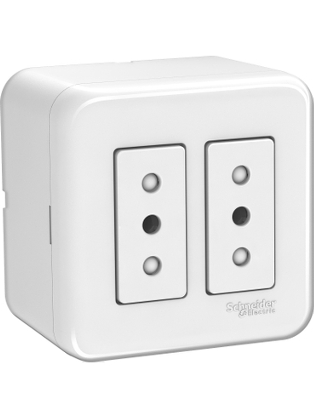 Casquete Toma Corriente Doble 10A Genesis Blanco Schneider 1