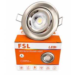 Foco Basculante Níquel + Dicroica GU10 6W LED