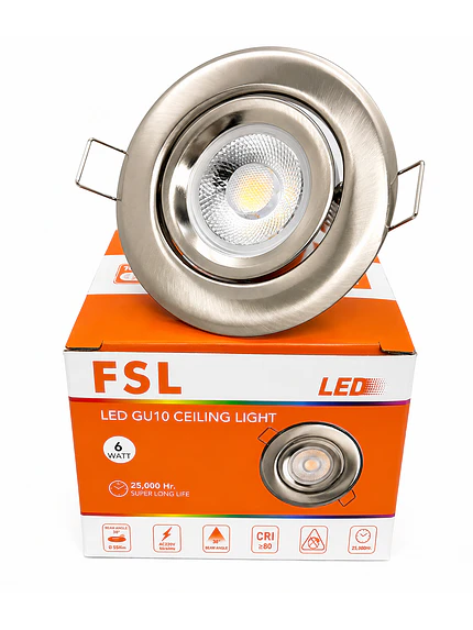 Foco Basculante Níquel + Dicroica GU10 6W LED 1