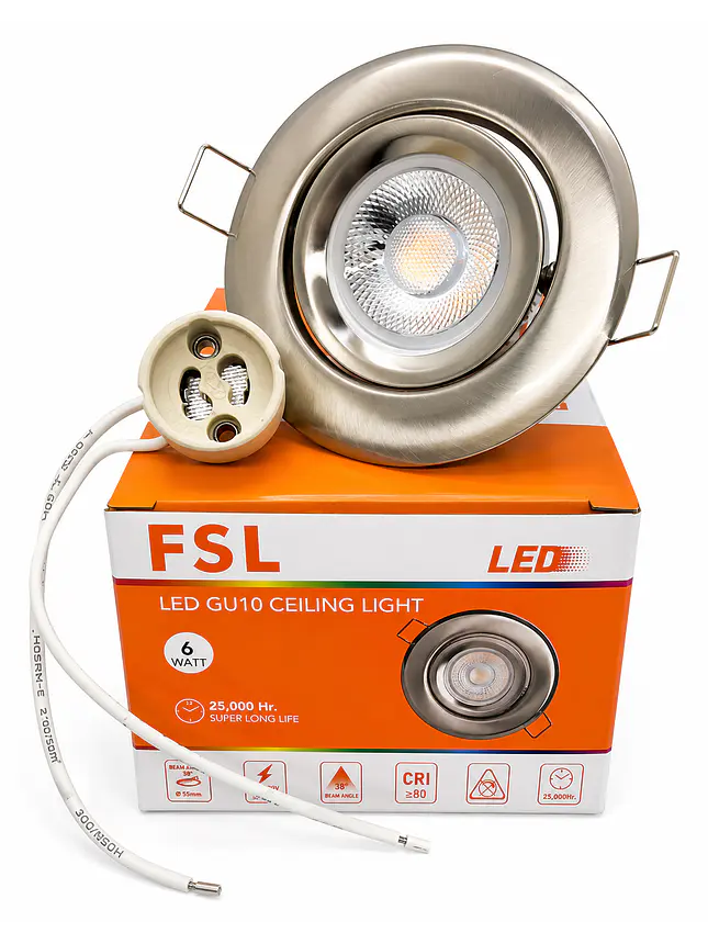 Foco Basculante Níquel + Dicroica GU10 6W LED 2