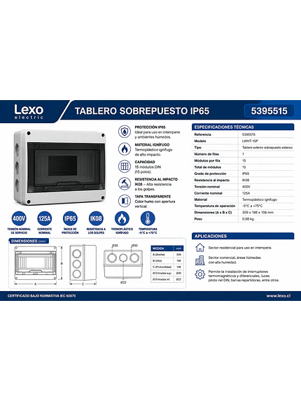 Tablero Exterior Sobrepuesto 15 Polos Estanco Ip65 2