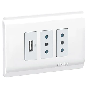 Placa Genesis 2 Tomas + Usb Blanco Schneider