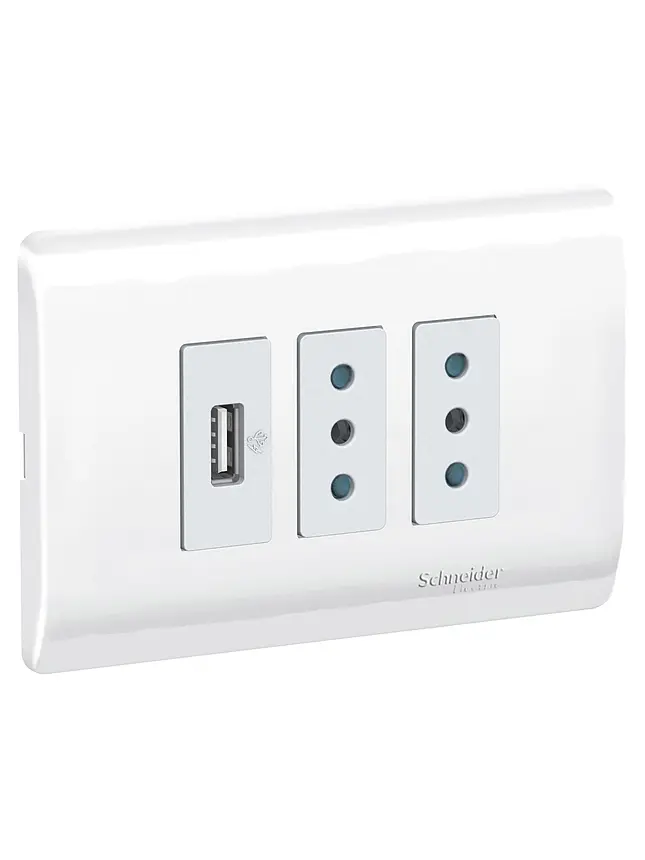 Placa Genesis 2 Tomas + Usb Blanco Schneider 1