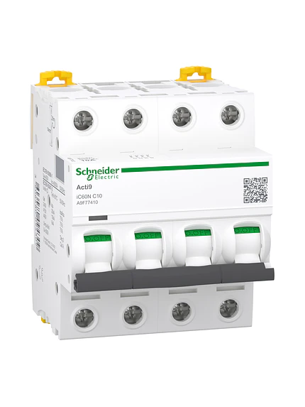 Interruptor Automático 4P 10A Curva C Schneider IC60N 1