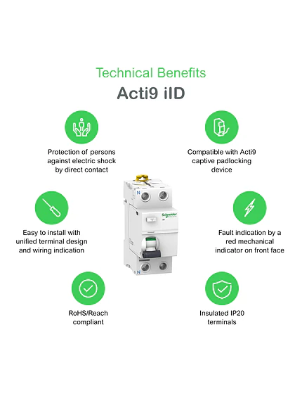 Interruptor Diferencial Schneider Acti9 iID 25A 30mA A9R71225 2