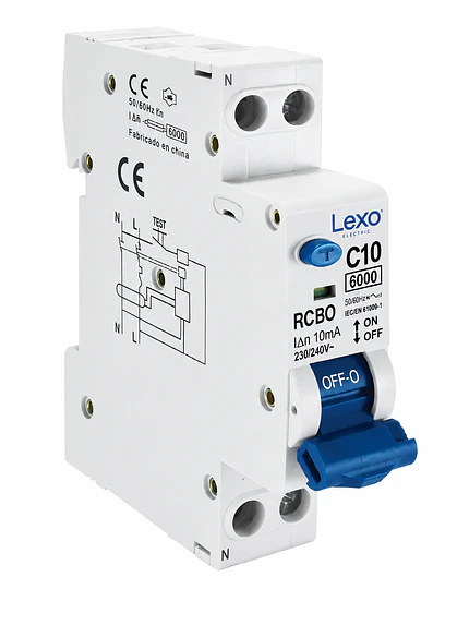 INTERRUPTOR RCBO 1X10A CURVA C 30MA 6KA LEXO 1