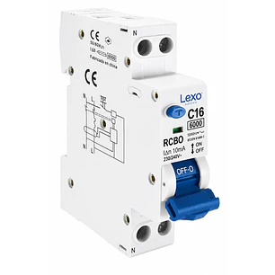 INTERRUPTOR RCBO 1X16A CURVA C 30MA 6KA LEXO