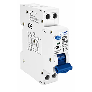 INTERRUPTOR RCBO 1X25A CURVA C 30MA 6KA LEXO