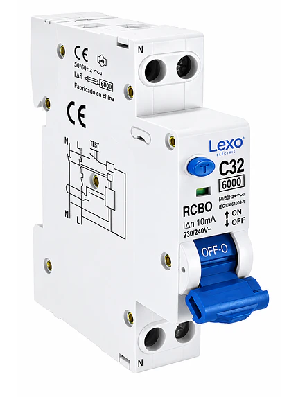INTERRUPTOR RCBO 1X32A CURVA C 30MA 6KA LEXO 1