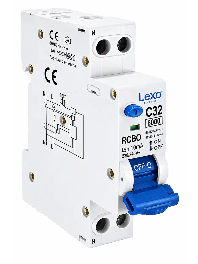 INTERRUPTOR RCBO 1X32A CURVA C 30MA 6KA LEXO 1