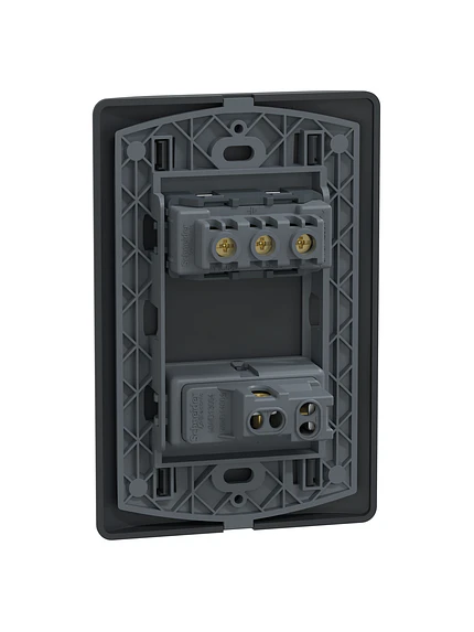 Placa Genesis Armada Interruptor 9/12 + Toma Black 2