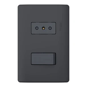 Placa Genesis Armada Interruptor 9/12 + Toma Black