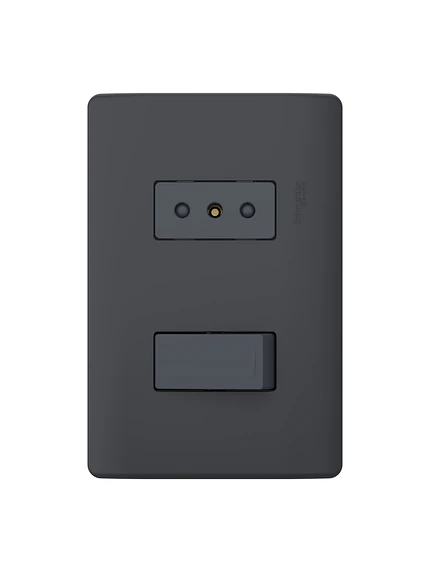 Placa Genesis Armada Interruptor 9/12 + Toma Black 1