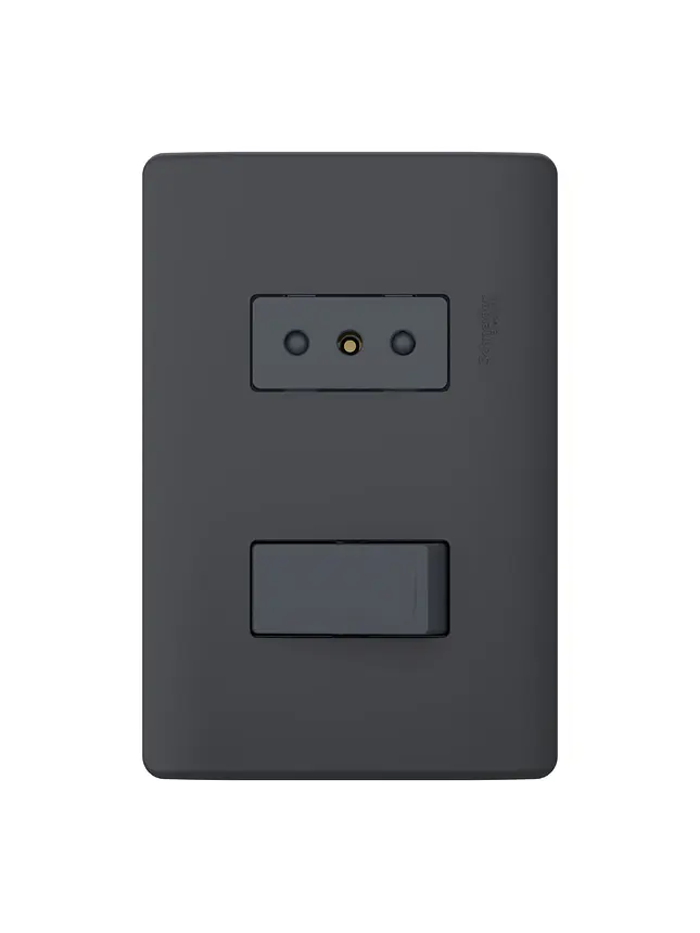 Placa Genesis Armada Interruptor 9/12 + Toma Black 1