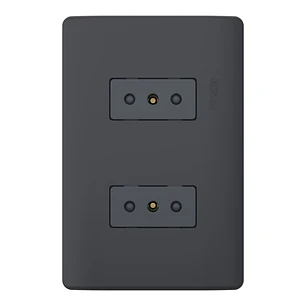 Placa Genesis Doble Toma 10A 2P+T Black Schneider MWD60386