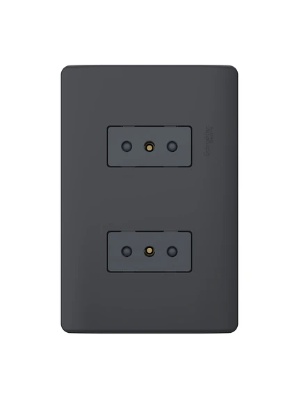 Placa Genesis Doble Toma 10A 2P+T Black Schneider MWD60386 1