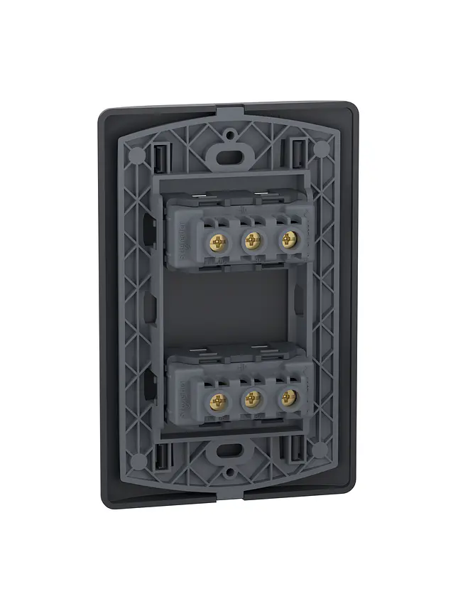 Placa Genesis Doble Toma 10A 2P+T Black Schneider MWD60386 2