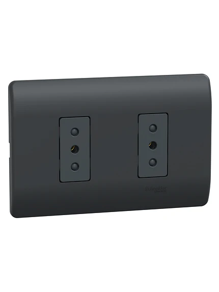 Placa Genesis Doble Toma 10A 2P+T Black Schneider MWD60386 3