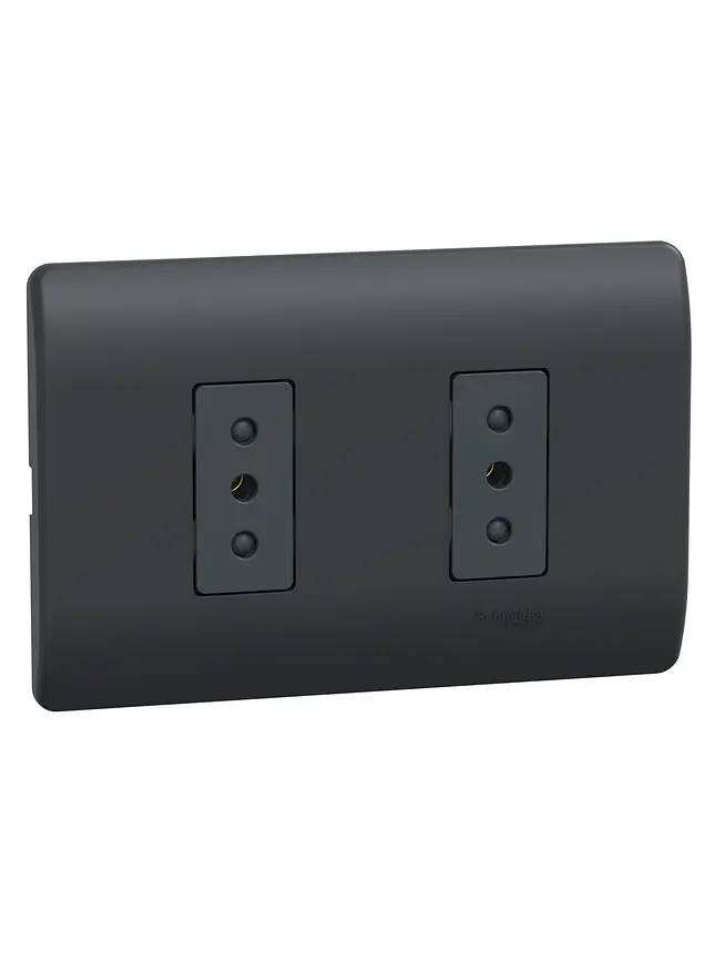 Placa Genesis Doble Toma 10A 2P+T Black Schneider MWD60386 3