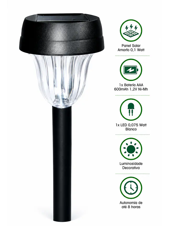Estaca Solar ABS 0,06W 6000K 75MM 10
