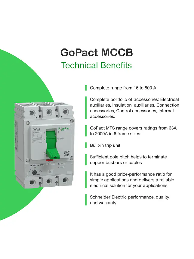 Interruptor Caja Moldeada 3P 100A 15kA GoPact MCCB Schneider 2