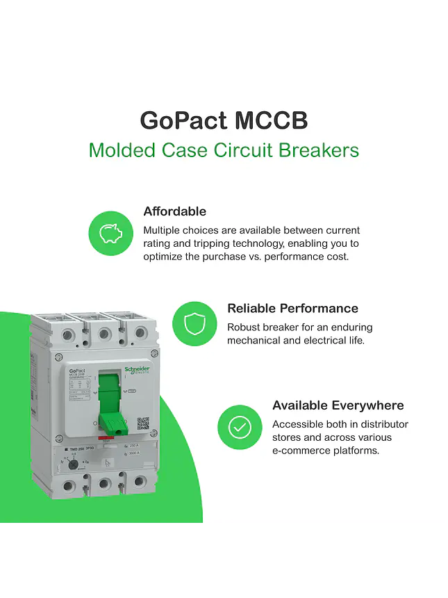 Interruptor Caja Moldeada 3P 100A 15kA GoPact MCCB Schneider 3