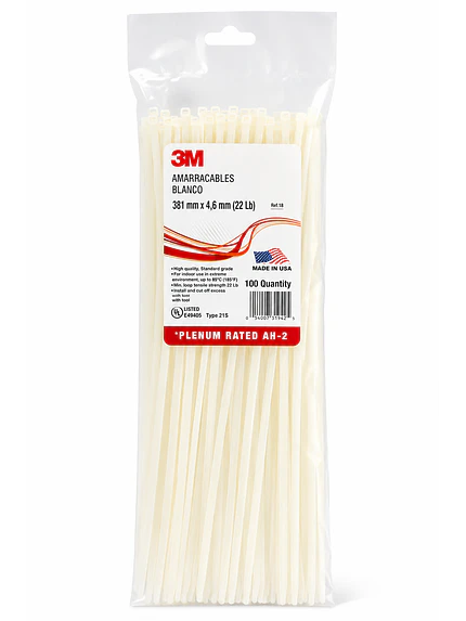 Amarracables 3M Blanco 381 x 4,83 mm 22 lb Bolsa 100 1