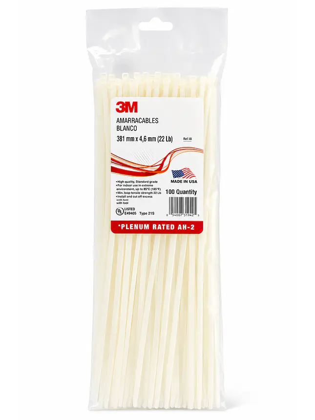 Amarracables 3M Blanco 381 x 4,83 mm 22 lb Bolsa 100 1