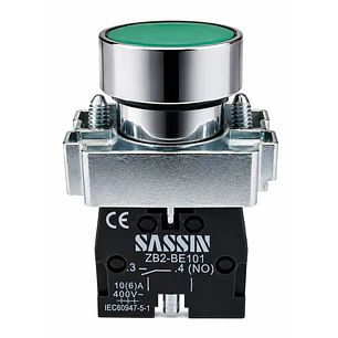 Pulsador Metálico Rasante 1NA Verde Sassin 22 mm