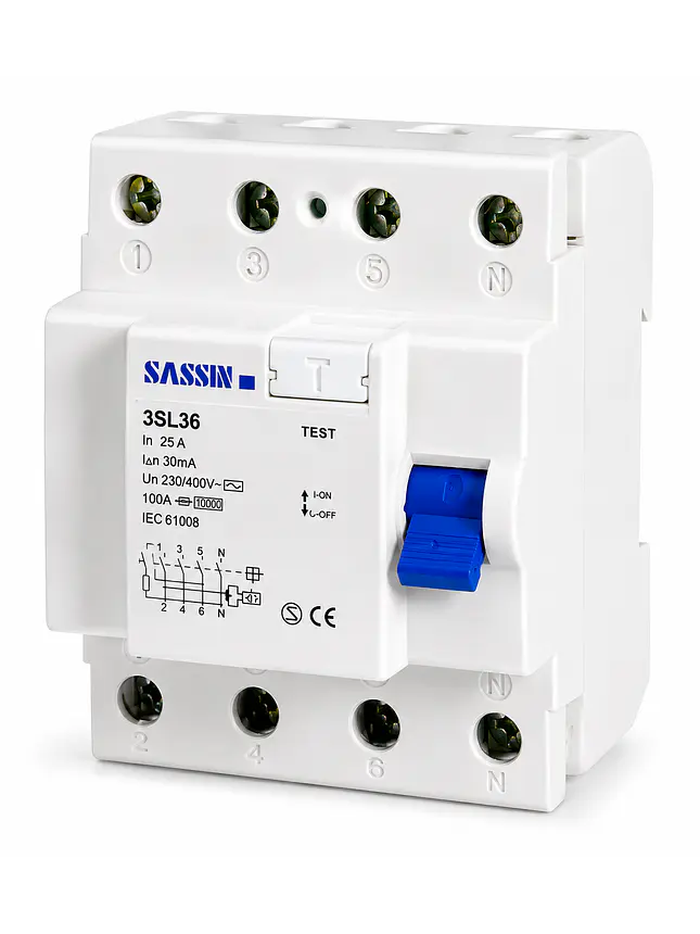 Interruptor Diferencial Riel DIN 4X100A 30mA Sassin 1