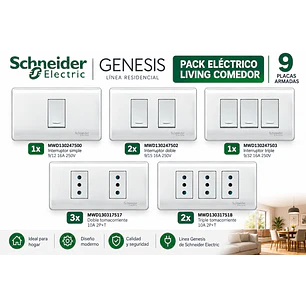 PACK ELÉCTRICO LIVING COMEDOR SCHNEIDER GENESIS 9 PLACAS