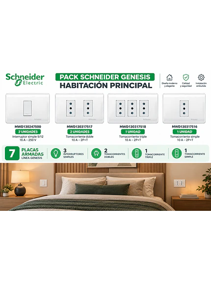 PACK SCHNEIDER GENESIS HABITACIÓN PRINCIPAL 7 PLACAS 1