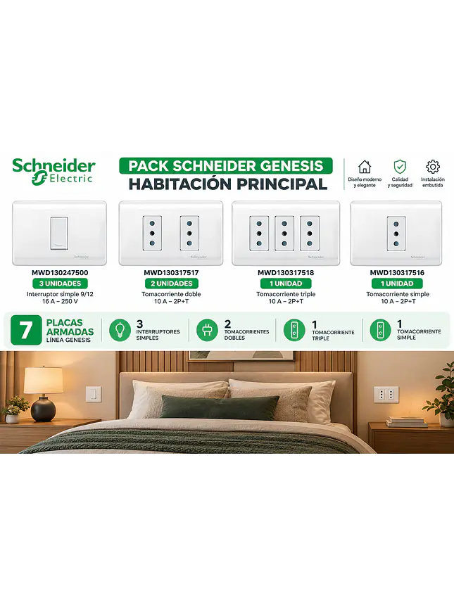 PACK SCHNEIDER GENESIS HABITACIÓN PRINCIPAL 7 PLACAS 1