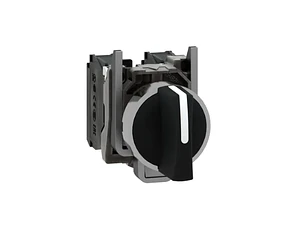 XB4BD33 Selector Negro Harmony – 3 Posiciones, Mecanismo de Bloqueo, Metálico Ø22 mm