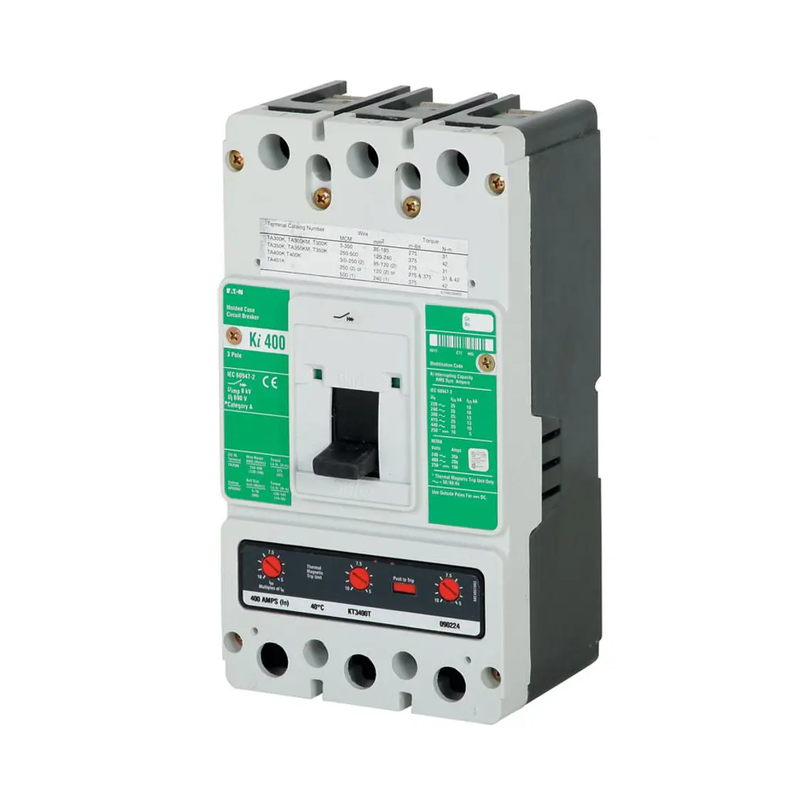 Breaker Industrial Cutler-Hammer KI3350 – Interruptor Automático Caja Moldeada 350 A, 3P 1