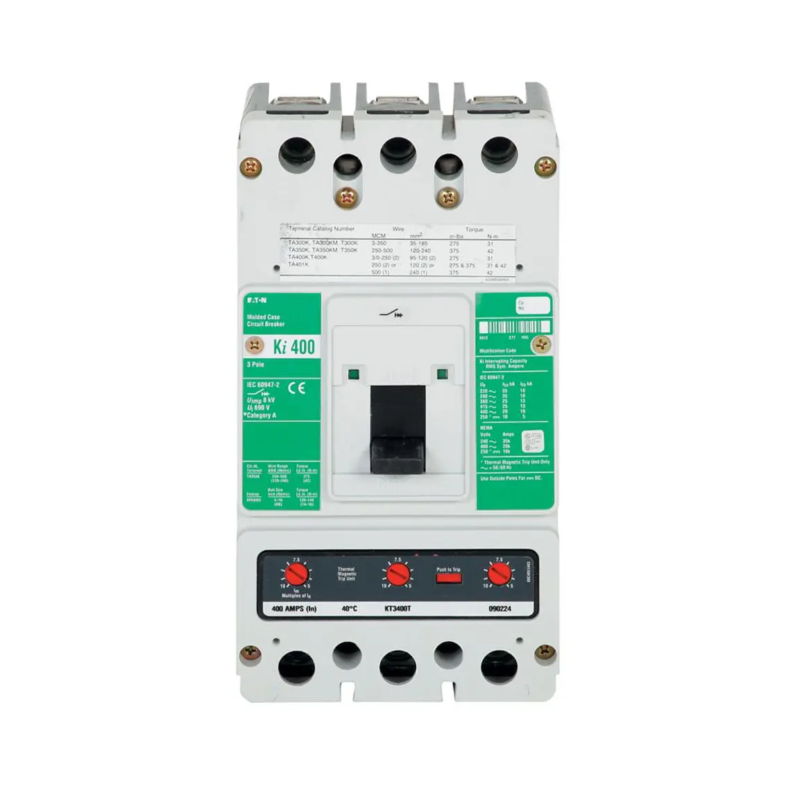 Breaker Industrial Cutler-Hammer KI3350 – Interruptor Automático Caja Moldeada 350 A, 3P 2