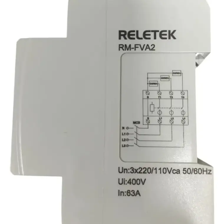 Protector de Voltaje y Corriente Trifásico 63A 3P+N RELETEK RM-FVA2 3
