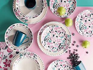 Vajilla Corona Jardín 4 Puestos 16 Piezas