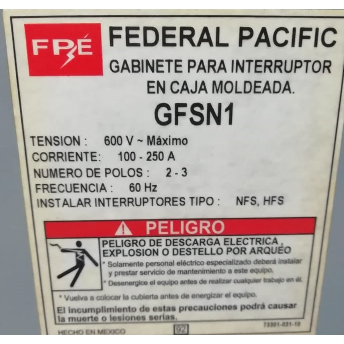 GFSN1 GABINETE FEDERAL PACIFIC.