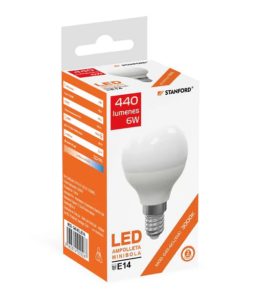 AMPOLLETA MINI BOLA E14 STANFORD