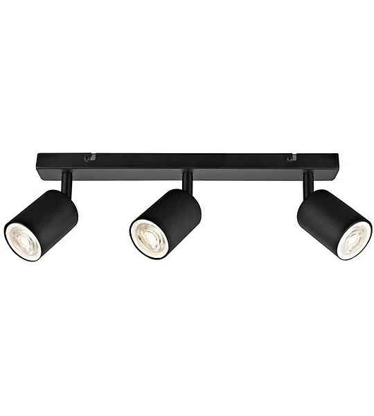 BARRA 3 LUCES GU10 SILO NEGRO MATE