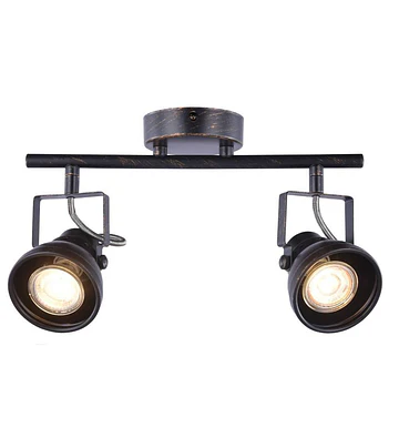 BARRA TUBO 2 LUCES GU10 CASO PATINA NEGRO S_A 