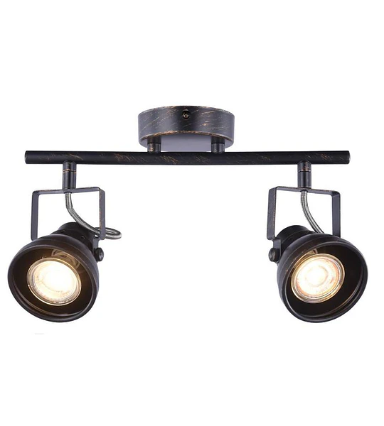 BARRA TUBO 2 LUCES GU10 CASO PATINA NEGRO S_A 