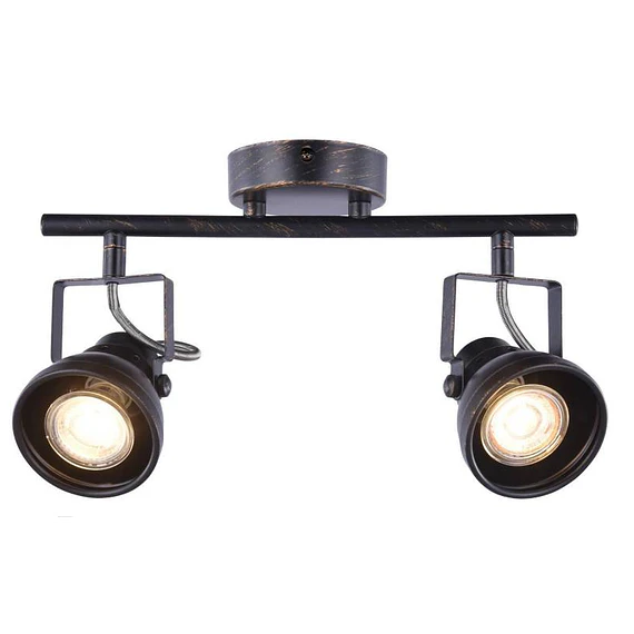 BARRA TUBO 2 LUCES GU10 CASO PATINA NEGRO S_A 