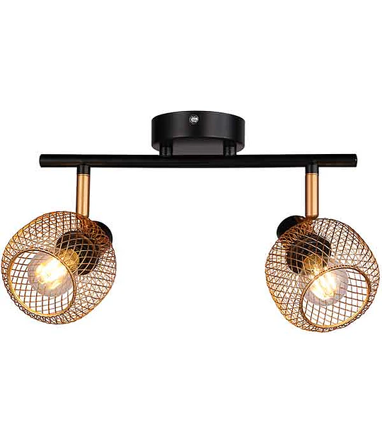 BARRA 2 LUCES E14 INDO MALLA METAL DORADO MATE S_A